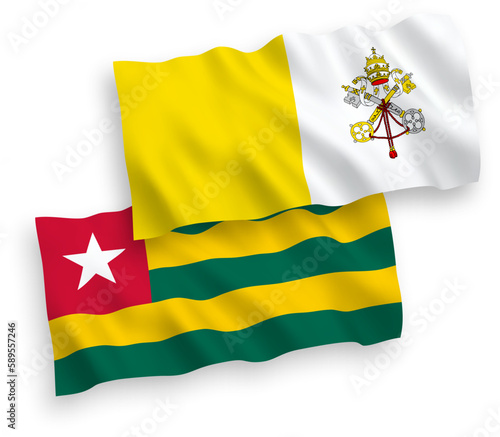 Flags of Togolese Republic and Vatican on a white background