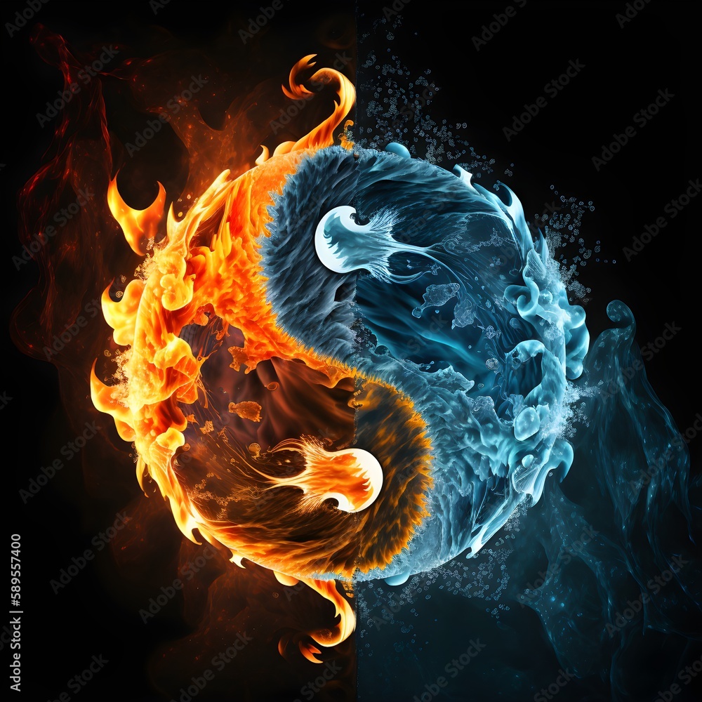 Balancing Elements: The Harmony of Yin and Yang in Fire and Water Stock ...