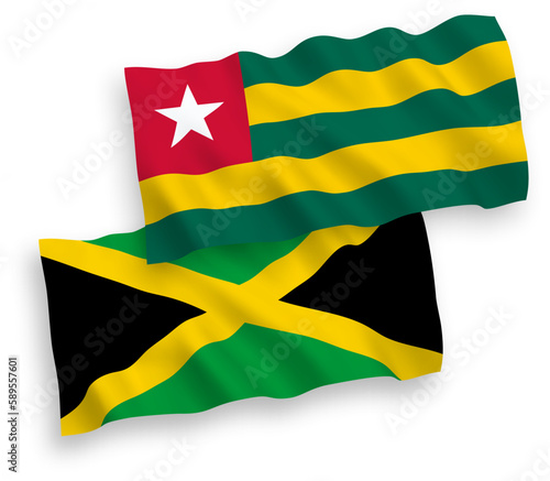 Flags of Togolese Republic and Jamaica on a white background