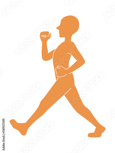 ウォーキングする人のシルエットイラスト