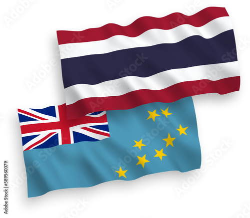 Flags of Tuvalu and Thailand on a white background