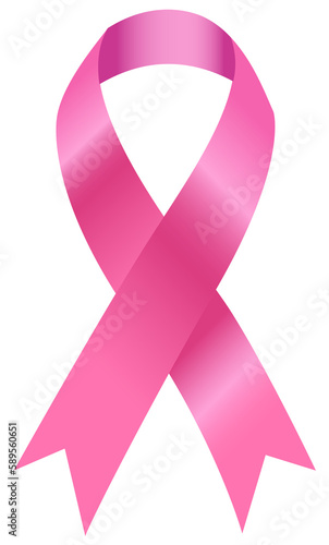 Pink awareness ribbon. The pink ribbon is an international symbol of breast cancer awareness. 