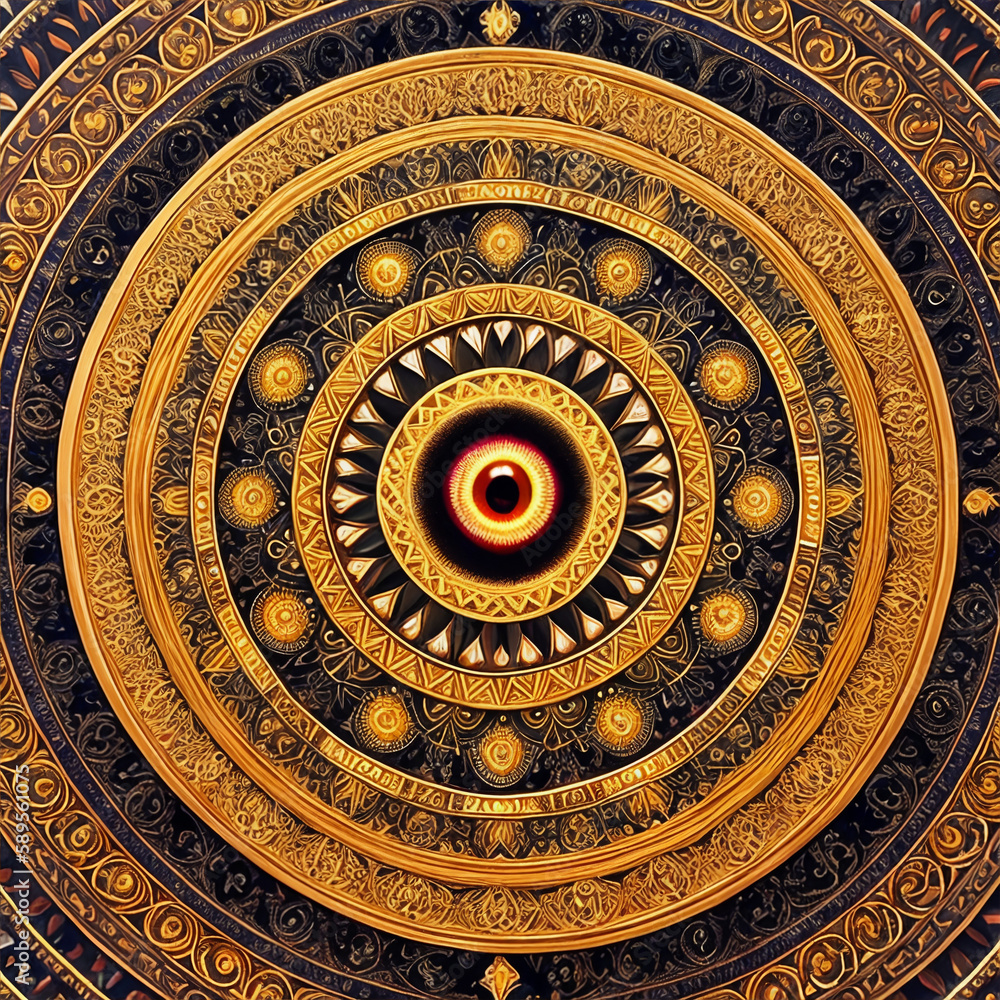 Mandala  sign  made of god eyes with generative AI technology