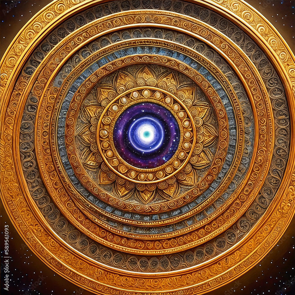 Mandala  sign  made of god eyes with generative AI technology
