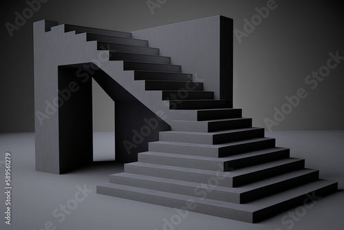 Black stairway leading up to a door
