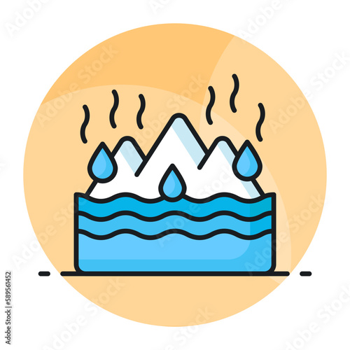 An amazing vector design of Melting Glaciers in trendy style, world earth day icon