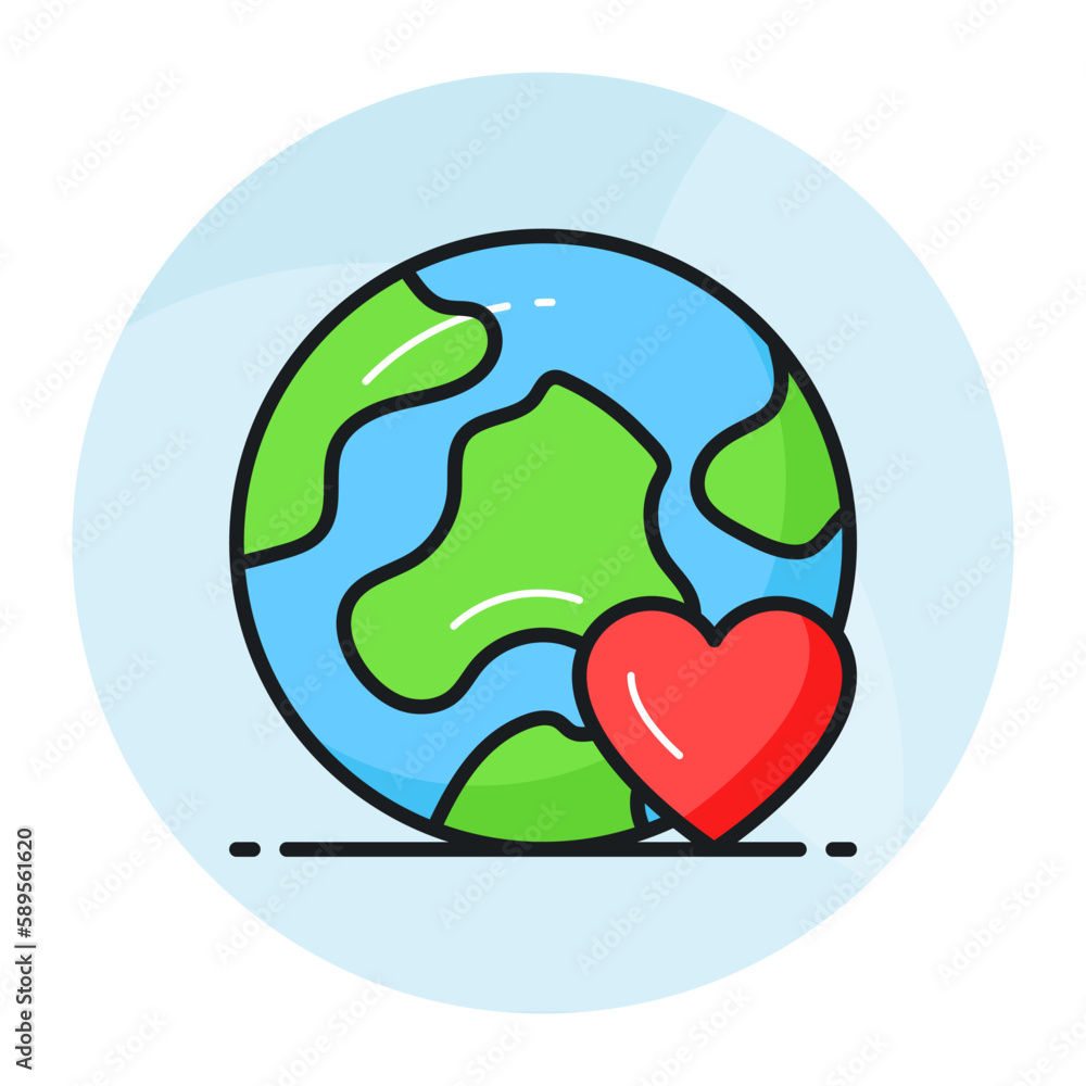 World globe with heart sign denoting icon of love earth in trendy style, international earth day vector World globe with heart sign denoting icon of love earth in trendy style, international earth day vector