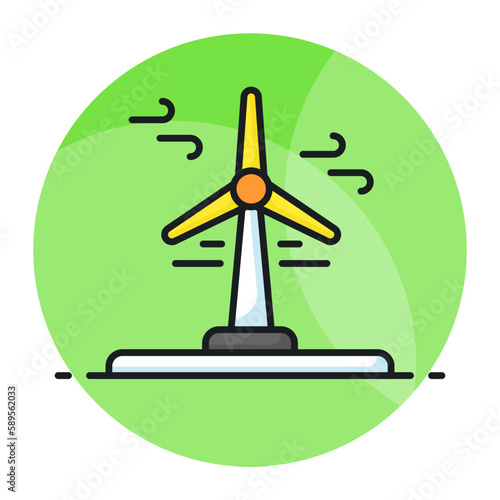 Creatively designed vector of wind turbine in trendy style, premium icon of wind turbine