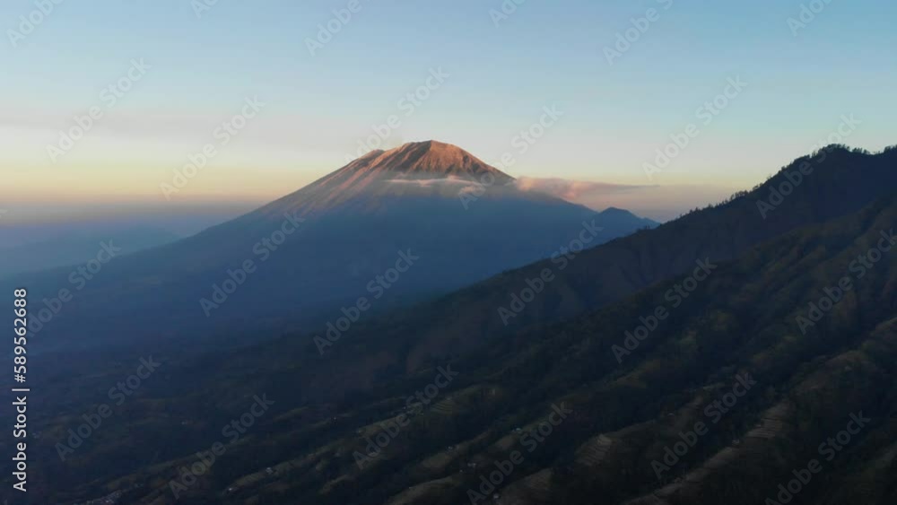aerial view of sunset at volcano Mount Agung
aerial view of sunset at volcano Mount Agung