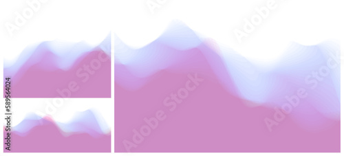 Abstract background. Realistic landscape with waves. Water surface. Mountains. 3D vector illustration for brochure, poster, presentation, flyer, cover or banner.