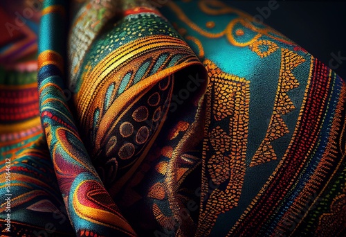 Colorful African fabric – Seamless pattern. Generative AI