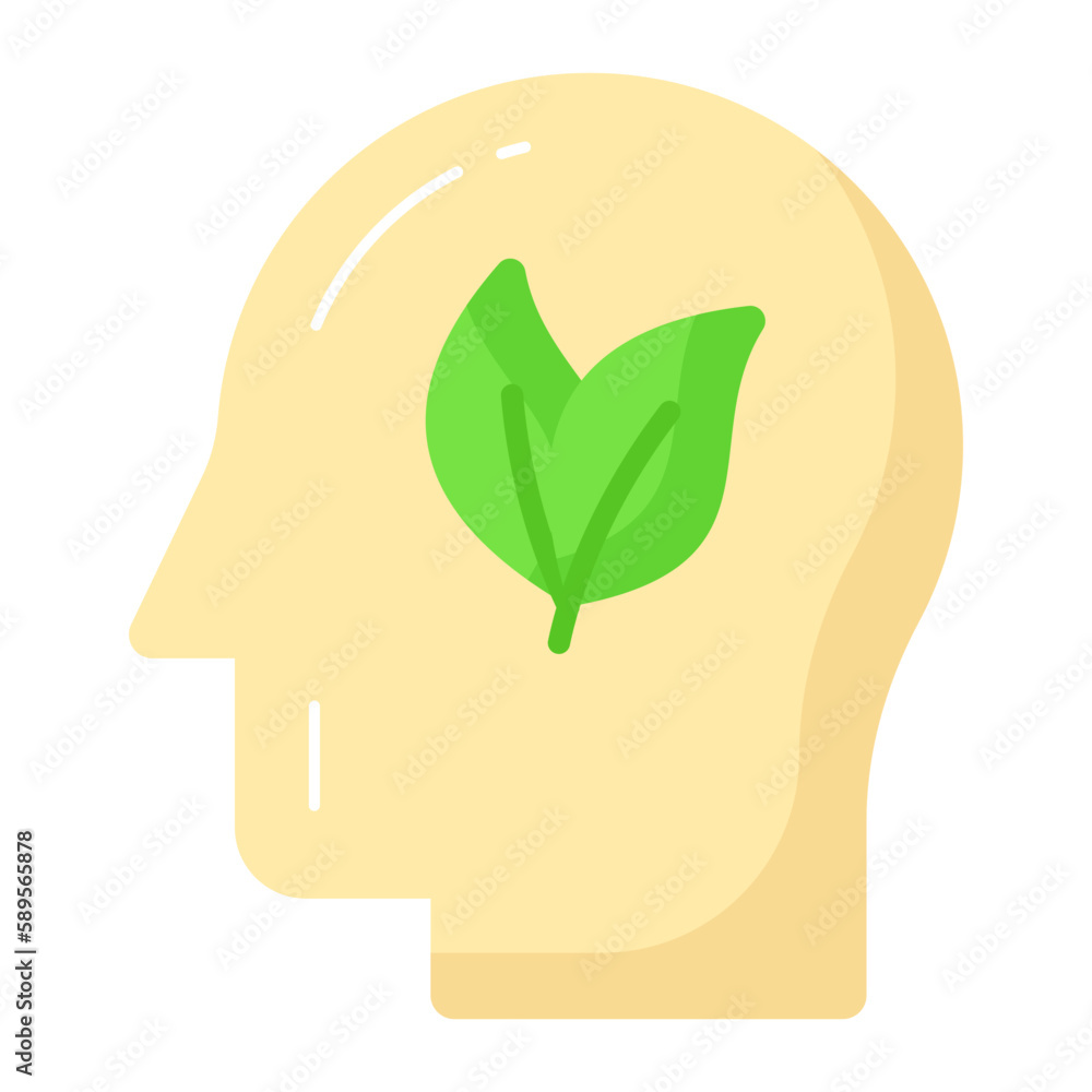 Human mind having leaves showing concept vector of eco mind, environmental mind icon Human mind having leaves showing concept vector of eco mind, environmental mind icon