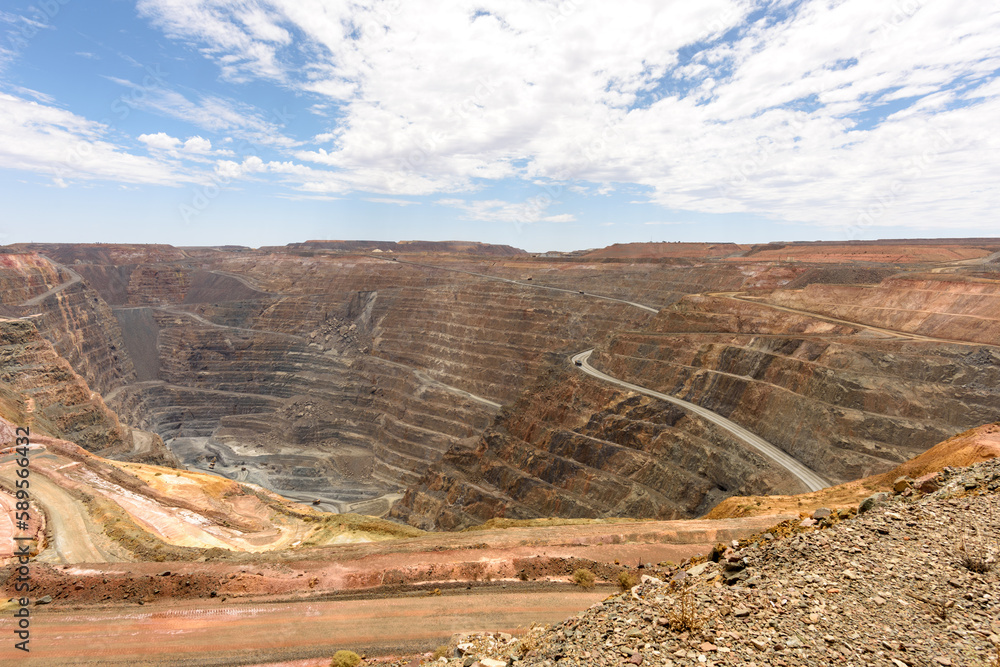 aerial view inside the gold mine, super pit, Kalgoorlie, Boulder ...