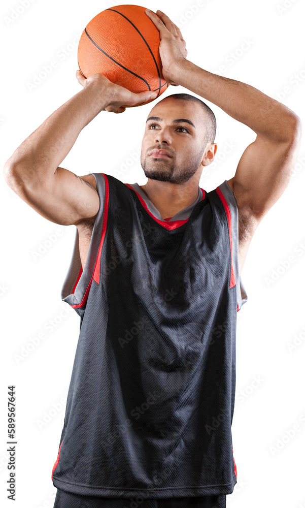 Young Handsome Basketball Player on white background