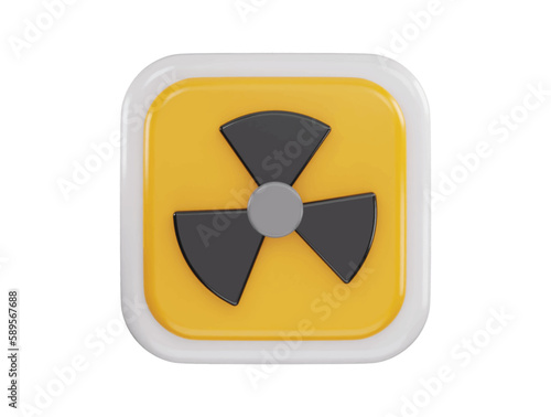 Nuclear radioactive danger toxic icon 3d rendering vector illustration