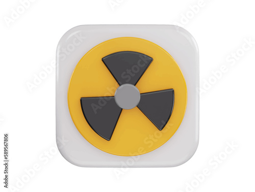 Nuclear radioactive danger toxic icon 3d rendering vector illustration