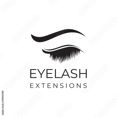 Beautiful and luxurious and modern woman's eyelashes and eyebrows logo design. Logo for business, beauty salon, makeup, eyelash shop.