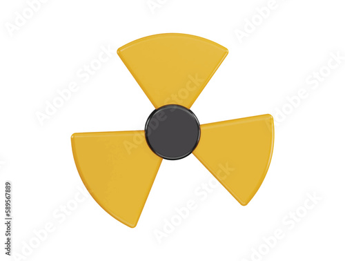 Nuclear radioactive danger toxic icon 3d rendering vector illustration