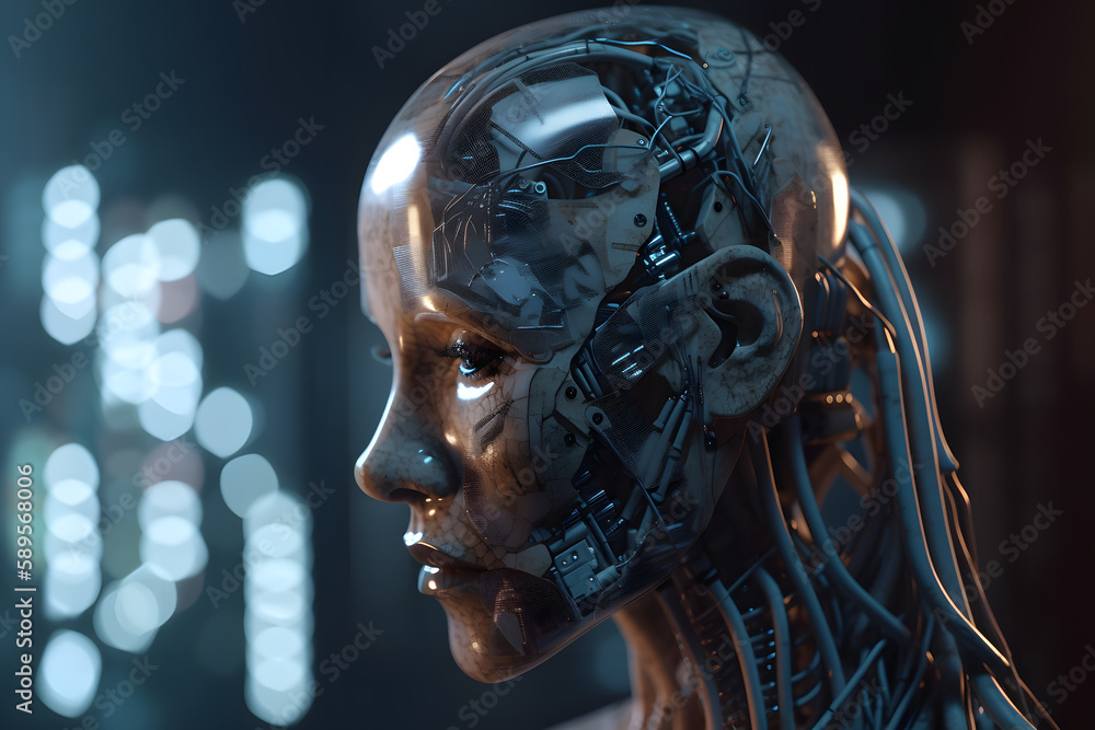 Futuristic robot machine learning Futuristic robot machine learning