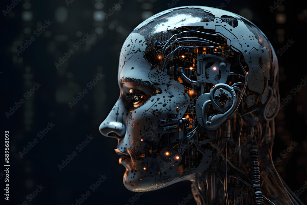 Futuristic robot machine learning Futuristic robot machine learning