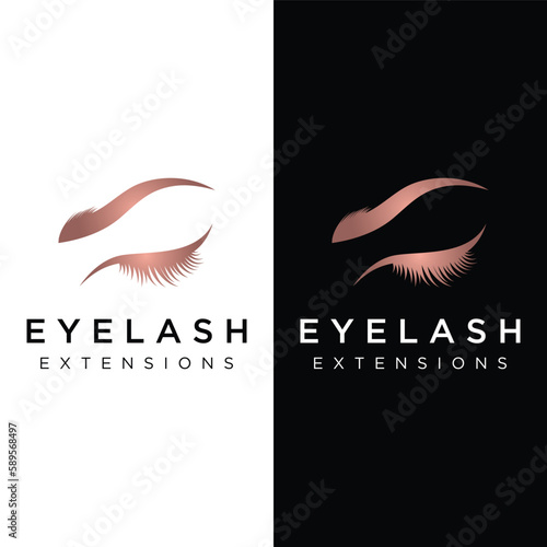 Beautiful and luxurious and modern woman's eyelashes and eyebrows logo design. Logo for business, beauty salon, makeup, eyelash shop.