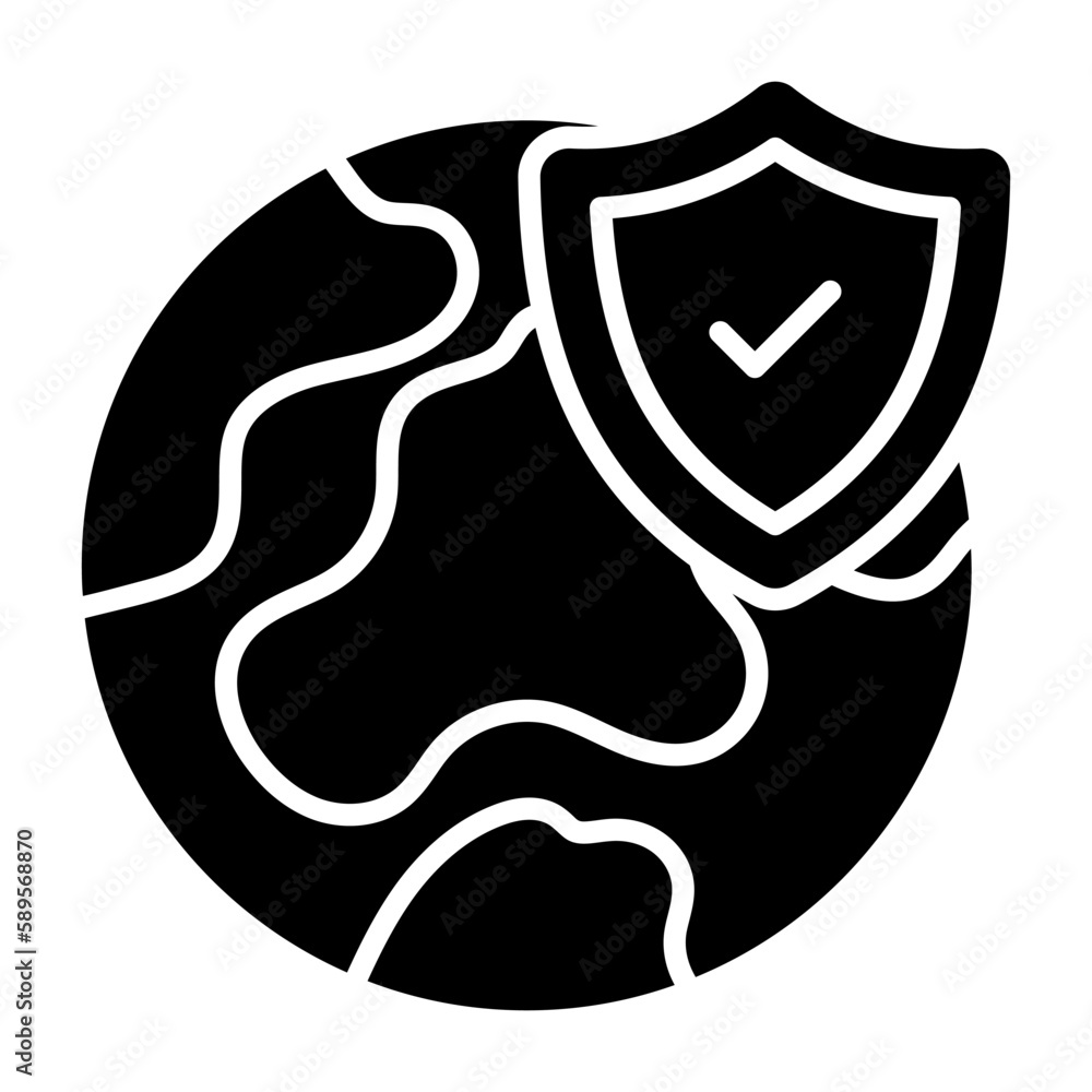 Security shield with world globe denoting concept vector of global protection in modern style Security shield with world globe denoting concept vector of global protection in modern style