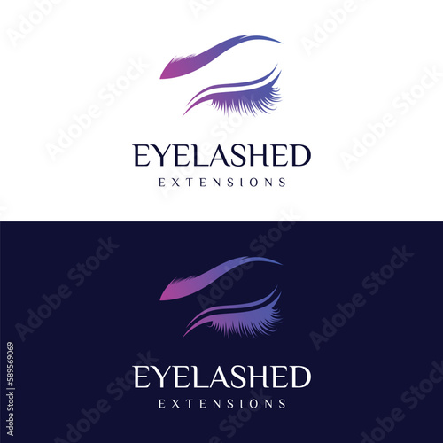 Beautiful and luxurious and modern woman's eyelashes and eyebrows logo design. Logo for business, beauty salon, makeup, eyelash shop.