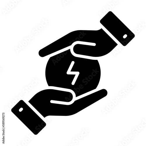 Thunderbolt in hands depicting concept vector of save energy vector in trendy style