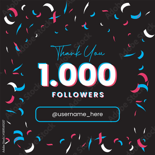 thank you 1000 followers tiktok celebration banner template