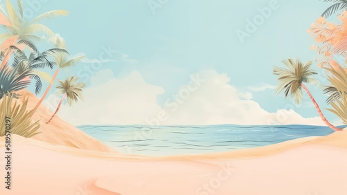beach background illustration Generative AI