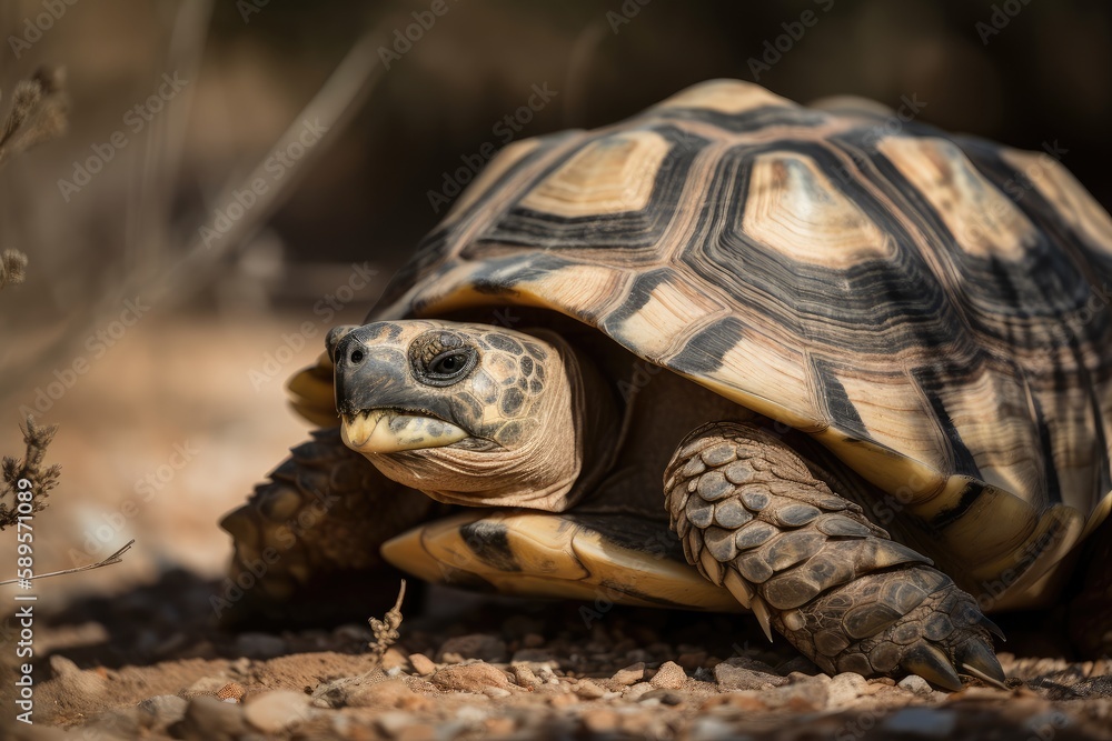 desert tortoise basking in the sun on its shell, created with generative ai desert tortoise basking in the sun on its shell, created with generative ai