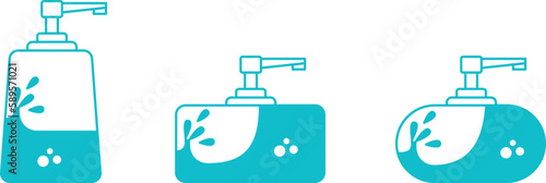 liquid soap in a dispenser for hand washing and hygiene of dirty surfaces