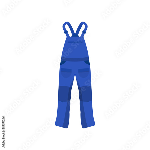 Worker overalls, blue uniform of construction and factory worker, safety jeans workwear