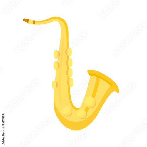 Saxophone, musical instrument of jazz band musician, golden sax tool of saxophonist