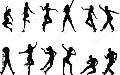 silhouettes of people dancing girls