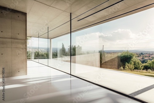 transparent concrete wall with view of the outside  providing a seamless connection between inside and out  created with generative ai