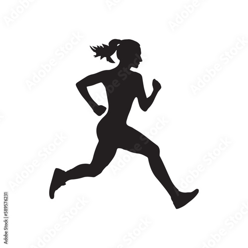  A jogging girl silhouette vector art