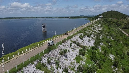 Paisagem Açude Barragem Represa Coremas Paraíba Paraibana Muro Proteção Engenharia Estrada Patos Verde Natureza Água Lagoa Lago Seca Drone Aéreo Turismo Balneário Cachoeira Motorhome Van Pesca Pescado photo