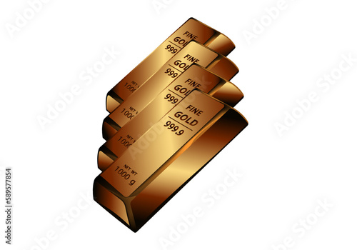 3d icon of gold bars on a white background. 3d illustration. Eps-10.