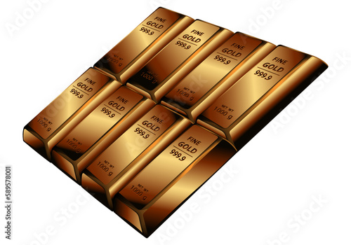 3d icon of gold bars on a white background. 3d illustration. Eps-10.