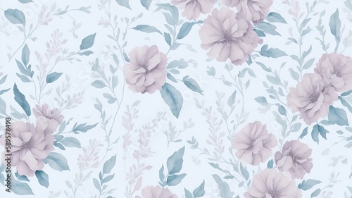 A background with a delicate watercolor floral pattern in pastel hues, perfect for wedding invitations or greeting cards, illustration, wall paper art, Generative AI.