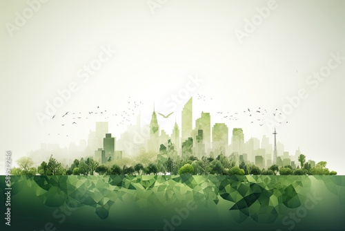 A Sustainable City of Ideas: An Eco-Friendly Illustration of Organic Leaves Creating a Greener World, Generative AI