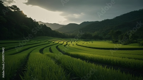 Rice Field, Generative AI, Illustration © emir