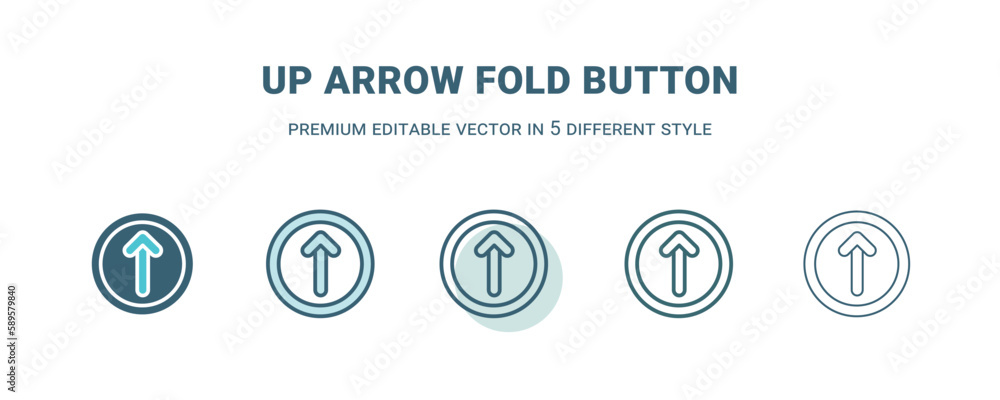 up arrow fold button icon in 5 different style. Outline, filled, two color, thin up arrow fold button icon. Editable vector can be used web and mobile