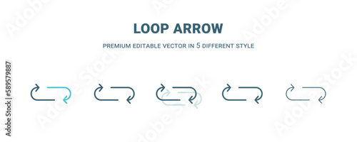 loop arrow icon in 5 different style. Outline, filled, two color, thin loop arrow icon. Editable vector can be used web and mobile © Abstract