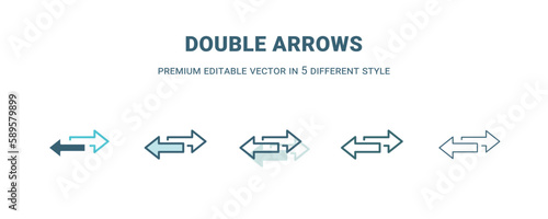 double arrows icon in 5 different style. Outline, filled, two color, thin double arrows icon. Editable vector can be used web and mobile