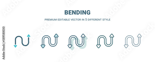 bending icon in 5 different style. Outline, filled, two color, thin bending icon. Editable vector can be used web and mobile