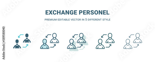 exchange personel icon in 5 different style. Outline, filled, two color, thin exchange personel icon. Editable vector can be used web and mobile