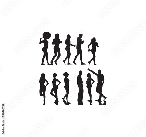  Jogging people silhouette vector art.
