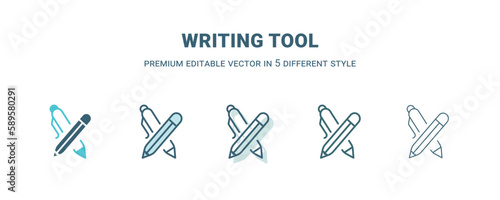 writing tool icon in 5 different style. Outline, filled, two color, thin writing tool icon. Editable vector can be used web and mobile